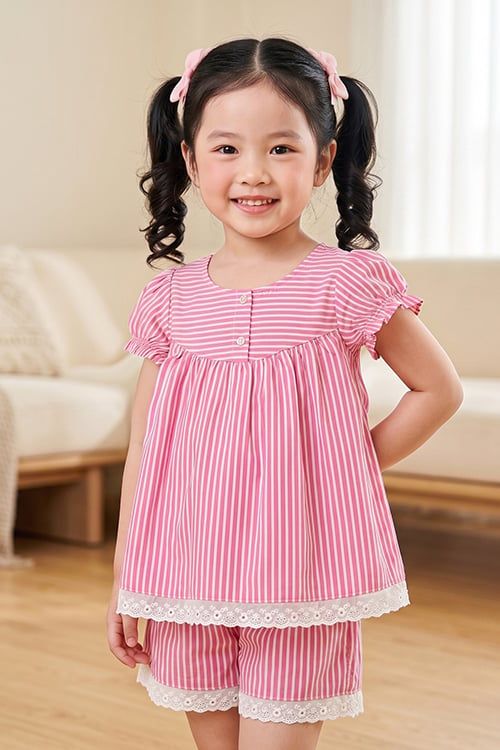  KSK01S6K01-BỘ SHORT KATE VỚI THIẾT KẾ  CỔ TRÒN  ĐIỂM NHẤN REN NỔI BẬT TẠO SỰ XINH XẮN VÀ ĐÁNG YÊU CHO BÉ. 