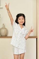 KSK01W5K03-BỘ SHORT KATE VỚI THIẾT KẾ  PIJAMA  ĐIỂM NHẤN REN NỔI BẬT TẠO SỰ XINH XẮN VÀ ĐÁNG YÊU CHO BÉ.