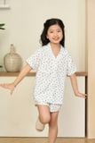  KSK01W5K03-BỘ SHORT KATE VỚI THIẾT KẾ  PIJAMA  ĐIỂM NHẤN REN NỔI BẬT TẠO SỰ XINH XẮN VÀ ĐÁNG YÊU CHO BÉ. 