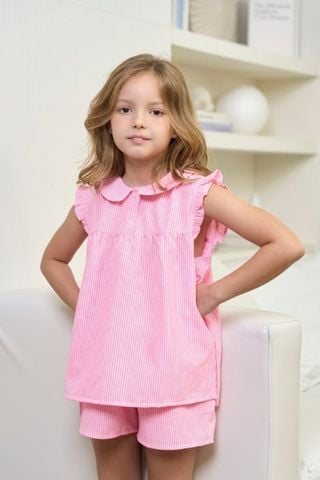  KSK02S5K09-BỘ SHORT KATE   BÉ GÁI THIẾT KẾ CỔ SEN VÀ PHỐI TAY BÈO  VỚI HỌA TIẾT HOA NHÍ MANG ĐẾN SỰ XINH XẮN VÀ ĐÁNG YÊU 