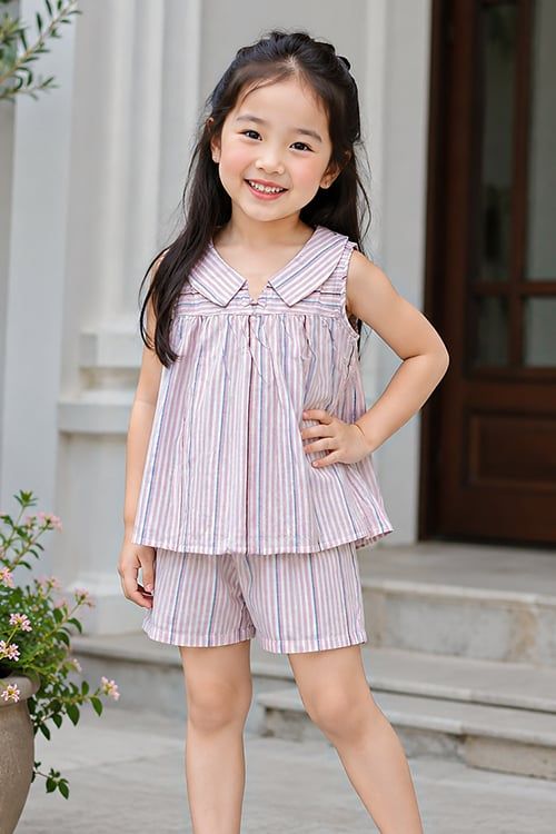  KSK02S6K01-BỘ SHORT KATE VỚI THIẾT KẾ CỔ SEN ĐÍNH NƠ XINH XẮN, TẠO SỰ THOẢI MÁI VÀ ĐÁNG YÊU CHO BÉ 