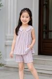  KSK02S6K01-BỘ SHORT KATE VỚI THIẾT KẾ CỔ SEN ĐÍNH NƠ XINH XẮN, TẠO SỰ THOẢI MÁI VÀ ĐÁNG YÊU CHO BÉ 