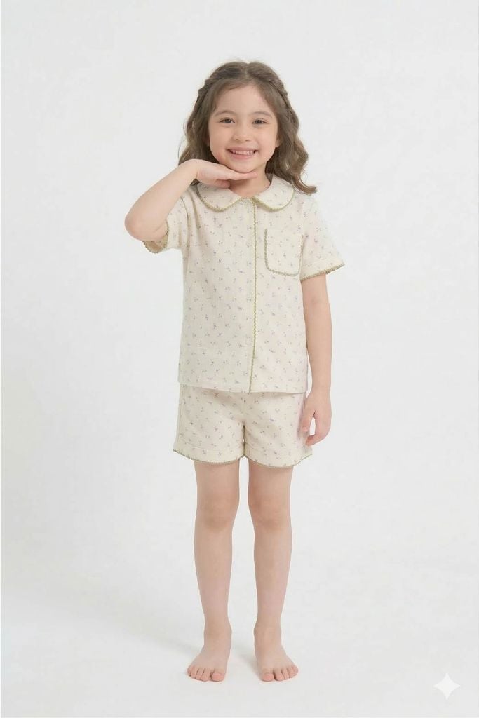  KSK03W5K19-BỘ SHORT KATE VỚI THIẾT KẾ CỔ LÁ SEN CÙNG HỌA TIẾT XINH XẮN, ĐÁNG YÊU DÀNH CHO BÉ 