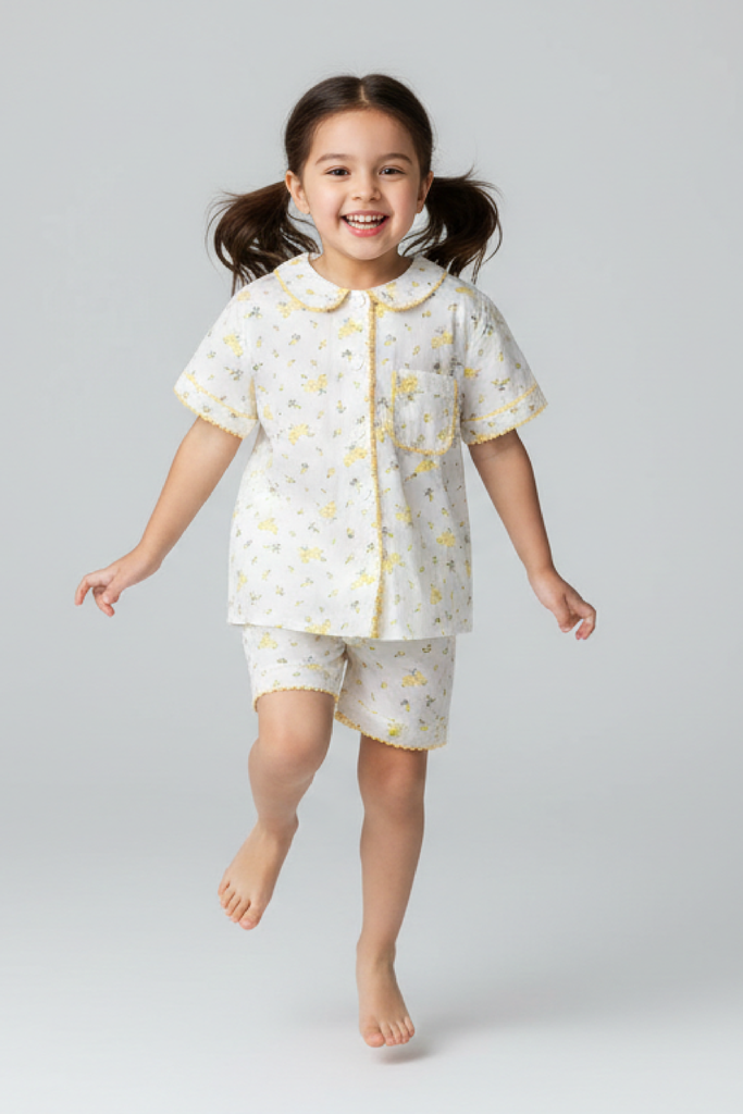  KSK03W5K20-BỘ SHORT KATE VỚI THIẾT KẾ CỔ LÁ SEN CÙNG HỌA TIẾT XINH XẮN, ĐÁNG YÊU DÀNH CHO BÉ 