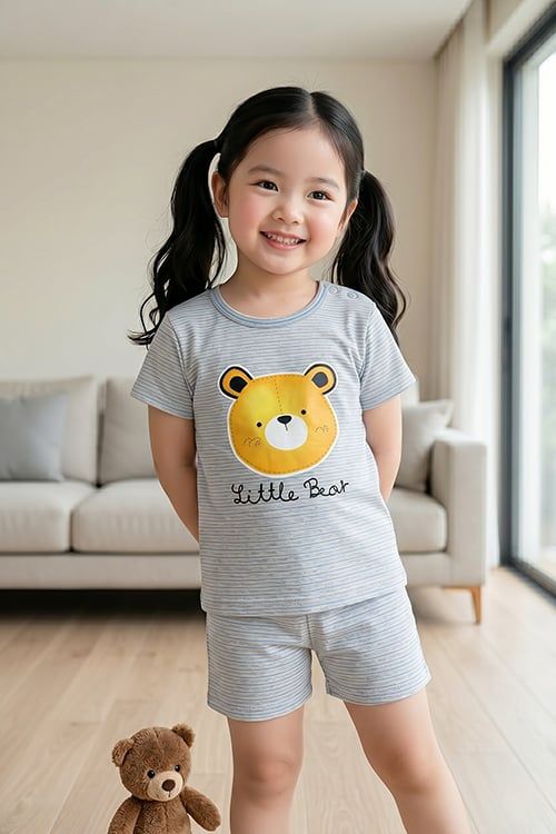  KST01S6T04-BỘ SHORT THUN VỚI THIẾT KẾ CỔ TRÒN IN HÌNH NGỘ NGHĨNH ĐÁNG YÊU  MANG LẠI SỰ  NĂNG ĐỘNG THOẢI MÁI CHO BÉ . 