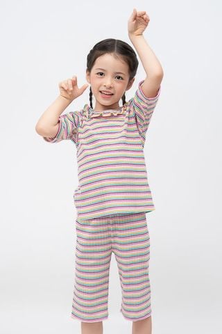  KTL01S5T01-BỘ THUN LỬNG  VỚI THIẾT KẾ CỔ TRÒN ĐIỂM NHẤN BÈO CỔ MANG LẠI SỰ XINH XẮN , ĐÁNG YÊU CHO BÉ . 