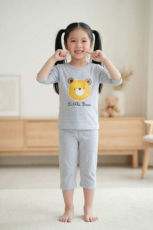 KTL01S6T04-BỘ THUN LỬNG  VỚI THIẾT KẾ CỔ TRÒN IN HÌNH ĐÁNG YÊU, MANG LẠI SỰ NĂNG ĐỘNG VÀ THOẢI MÁI CHO BÉ .