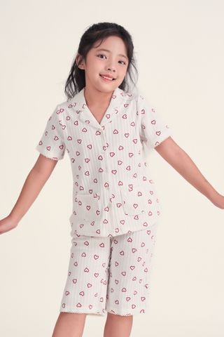  KTL025W11-BỘ LỬNG THUN BÉ GÁI VỚI THIẾT KẾ PIJAMA ĐIỂM NHẤN RODE NỔI BẬT TẠO SỰ XINH XẮN VÀ ĐÁNG YÊU 