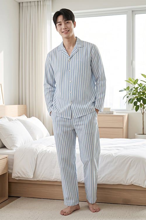  MDK01W5K02-BỘ DÀI KATE NAM VỚI THIẾT KẾ CỔ PIJAMA MANG PHONG CÁCH MẠNH MẼ VÀ THOẢI MÁI 