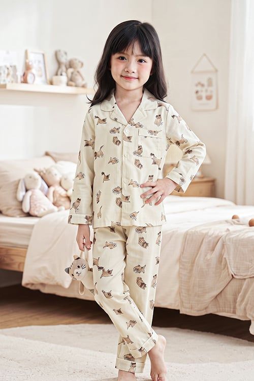  SDK01W5K10-BỘ DÀI KATE  VỚI THIẾT KẾ CỔ PIJAMA GIẢN DỊ MANG LẠI SỰ NĂNG ĐỘNG VÀ ẤM ÁP CHO BÉ . 