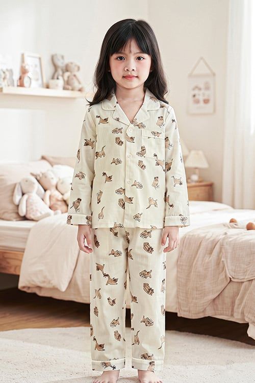  SDK01W5K10-BỘ DÀI KATE  VỚI THIẾT KẾ CỔ PIJAMA GIẢN DỊ MANG LẠI SỰ NĂNG ĐỘNG VÀ ẤM ÁP CHO BÉ . 