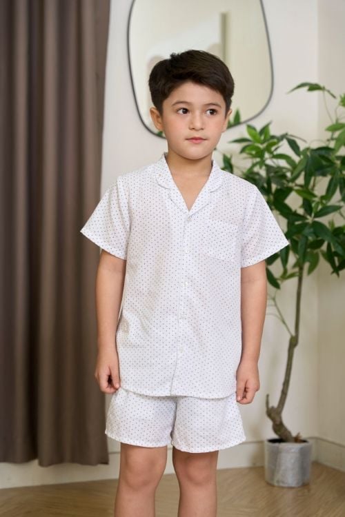  SSK01S5K15-BỘ SHORT KATE  VỚI THIẾT KẾ CỔ PIJAMA GIẢN DỊ MANG LẠI SỰ NĂNG ĐỘNG VÀ THOẢI MÁI CHO BÉ TRAI 