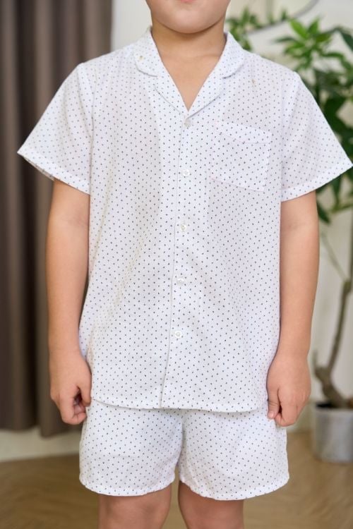  SSK01S5K15-BỘ SHORT KATE  VỚI THIẾT KẾ CỔ PIJAMA GIẢN DỊ MANG LẠI SỰ NĂNG ĐỘNG VÀ THOẢI MÁI CHO BÉ TRAI 