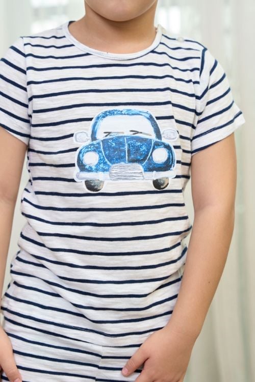  SST010S51-BỘ SHORT THUN BÉ TRAI VỚI THIẾT KẾ CỔ TRÒN MANG LẠI SỰ  NĂNG ĐỘNG THOẢI MÁI CHO BÉ . 