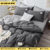 Bộ Chăn Ga Cotton Đũi Ghi Xám