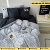 Bộ Chăn Ga Đôi Mắt Xanh Đen