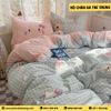 Bộ Chăn Mèo Kitty Xanh Hồng Caro