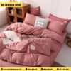 Bộ Chăn Ga Cotton Đũi Hồng