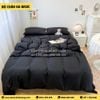 Bộ Chăn Ga Cotton Đũi Đen