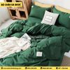 Bộ Chăn Ga Cotton Đũi Xanh Lá