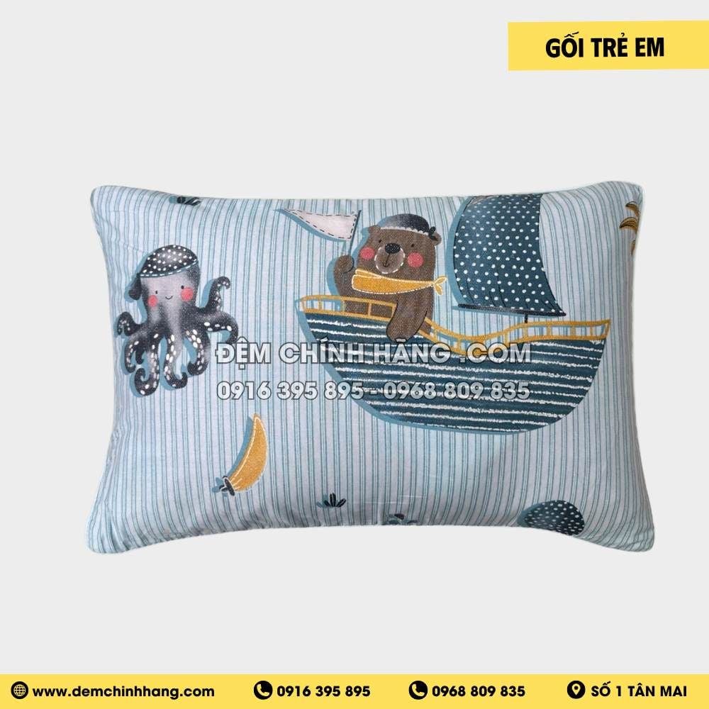 Gối trẻ em hình xanh - ghi nhạt