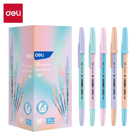 Bút Bi Deli P1-Pastel Q66 Ngòi 0.7mm Ngòi Đạn - Mực Xanh