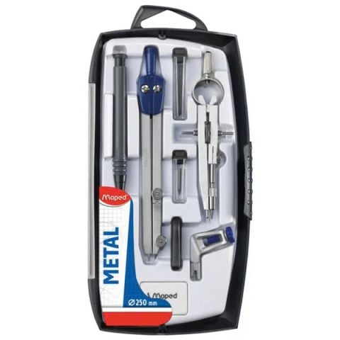 Compa kim loại Start MAPED set 8 món 197514 - Hộp nhựa