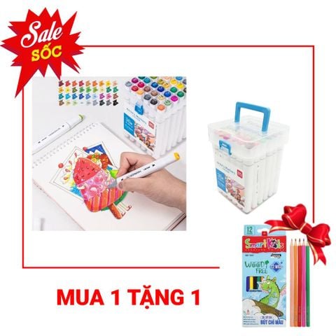 Bút lông màu Marker 2 đầu 36 màu Deli 70816-36 - TẶNG 1 HỘP BÚT CHÌ MÀU TRỊ GIÁ 26K