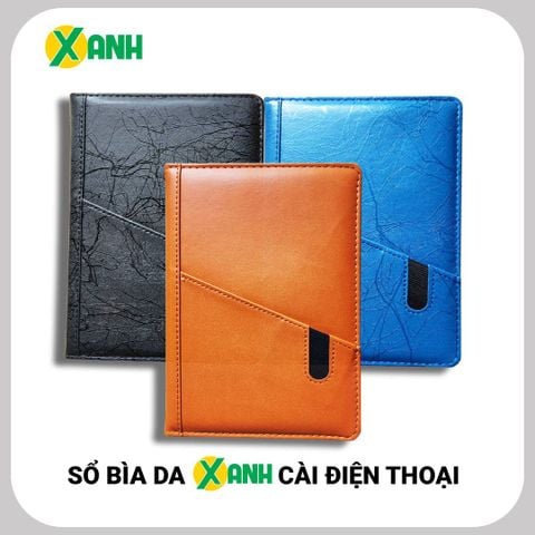[HÀNG MỚI] Sổ Bìa Da XANH Cài Điện Thoại Vân Bóng/Trơn Cao Cấp - Khổ A5 Mã TG201 - 200 Trang, Định Lượng 80gsm - Giấy Vàng Chống Lóa, Chống Mỏi Mắt