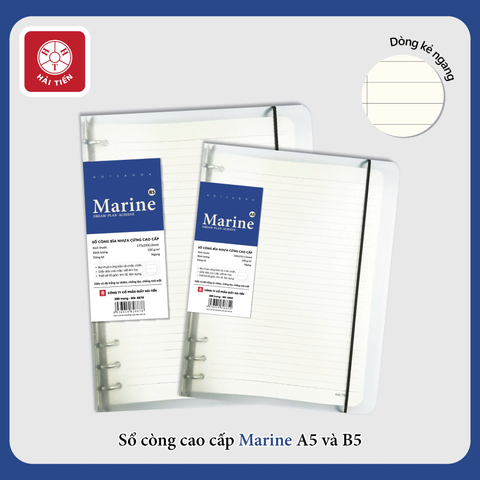 Sổ Còng Bìa Nhựa Hải Tiến Marine 8878 Khổ B5 (175 × 250 mm), Kẻ Ngang - 200 trang, ĐL 100gsm, giấy chống lóa