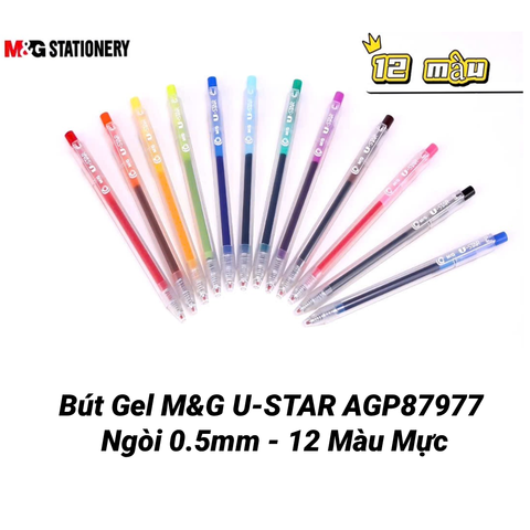 Bút Gel M&G U-STAR AGP87977 Ngòi 0.5mm 12 Màu Mực