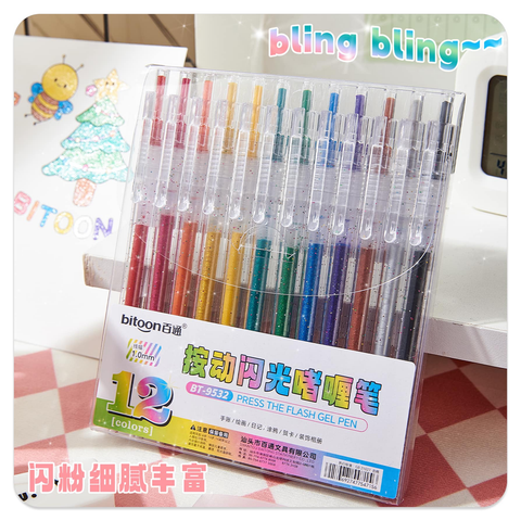 Bút nhũ kim tuyến BITOON BT-9532 ngòi 1.0mm - Có 12 màu lựa chọn