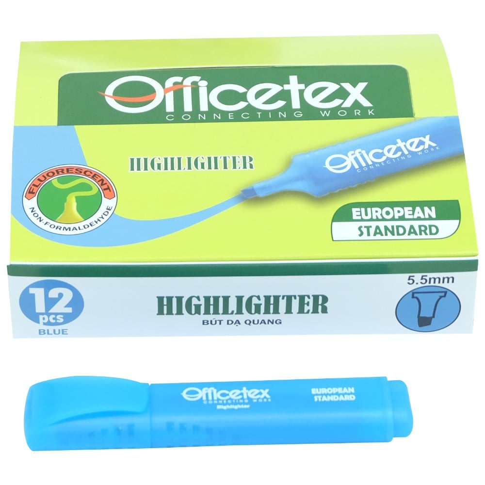 Bút Nhớ Dòng Officetex OT-HL004 Ngòi 5.5mm - 3 Màu: Xanh dương, Vàng, Tím - EN71
