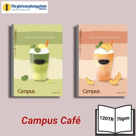 [MẪU MỚI 2025] Vở Kẻ Ngang CAMPUS CAFÉ 120 Trang, ĐL 70gsm - Mua 10 Quyển Tặng 01 Bút Bi