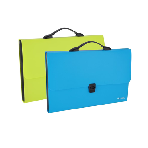 Cặp Tài Liệu 7 Ngăn Deli B40932/B40952 - Màu Xanh E (1/12/48), Kt: 380x255x30mm - Đựng Được Túi Khuy Khổ F