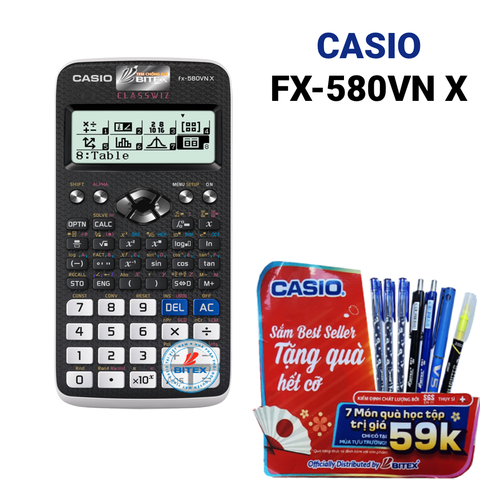 [KM HÃNG] Máy tính Casio FX-580VN X-BL màu đen- Tặng 7 món quà học tập trị giá 59K