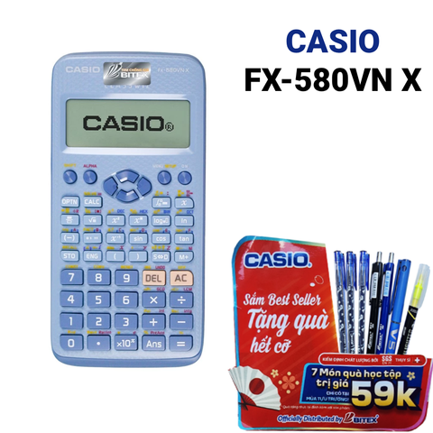 [KM HÃNG] Máy tính Casio FX-580VN X-BU màu xanh - Tặng 7 món quà học tập trị giá 59K
