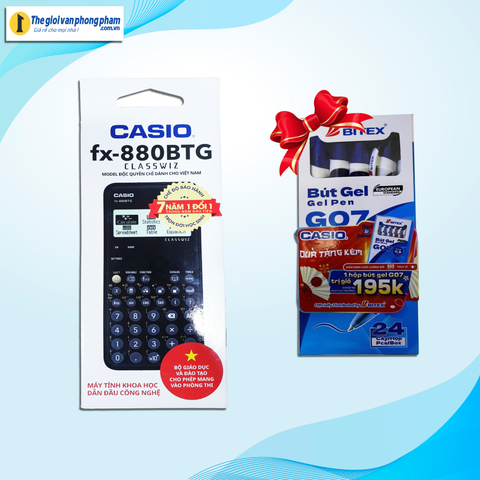 [KM Tháng 11] Máy tính CASIO FX-880BTG (đen)-Tặng 1 hộp/24 bút cao cấp BITEX trị giá 195K (KM của Hãng)
