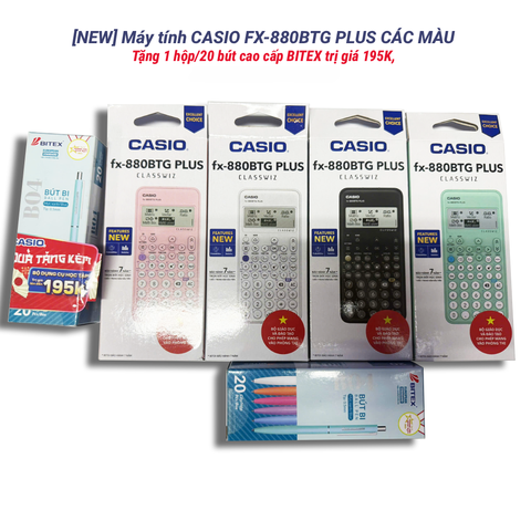 [NEW] Máy tính CASIO FX-880BTG PLUS CÁC MÀU - Tặng 1 hộp/20 bút cao cấp BITEX trị giá 195K, Khắc tên Laser miễn phí