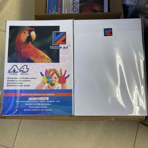 Giấy phấn YONG LI Định lượng 130gsm - Khổ A4: 210x297mm - 100 tờ/tập (Tương đương giấy in màu Epson 130g)