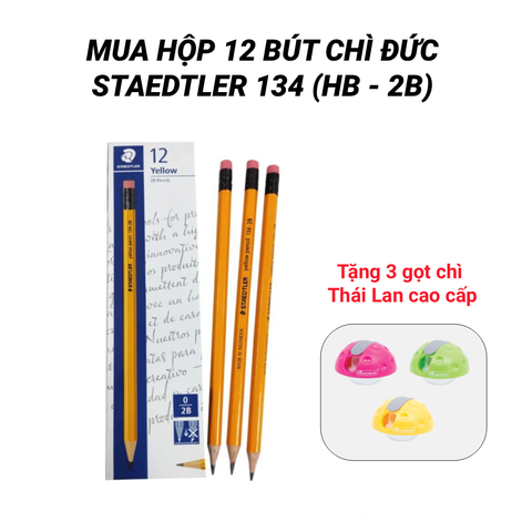 [MUA 12 TẶNG 3 GỌT CHÌ THÁI] Hộp 12 bút chì Staedtler 134 (HB/2B)