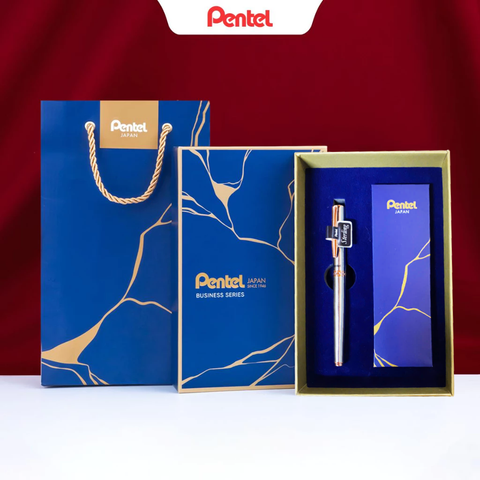 [CHÍNH HÃNG - Do GOLDEN PEN NK] Set Hộp Bút Ký Cao Cấp Pentel K600PG-C-1R Ngòi 0.7mm (Gồm 1 Bút Ký K600PG-C + 1 Ruột Bút LR7-C + Hộp + Túi Đựng)