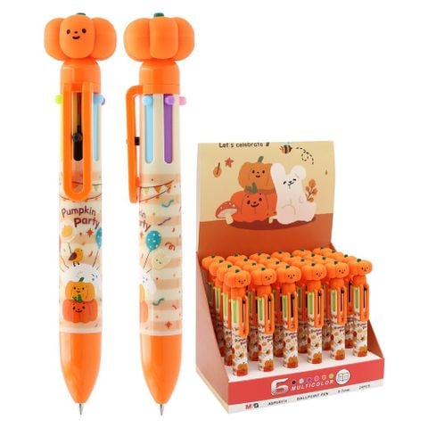 Bút bi 6 màu M&G ABPU8174 ngòi 0.7mm - Đầu bấm hình bí ngô