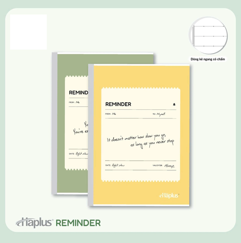 Vở kẻ ngang có chấm Haplus Reminder 120 Trang 9387 - Định lượng 60gsm - Mua 10 tặng 1 bút bi