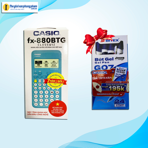 [KM Tháng 11] Máy tính CASIO FX-880BTG (xanh)-Tặng 1 hộp/24 bút cao cấp BITEX trị giá 195K (KM của Hãng)
