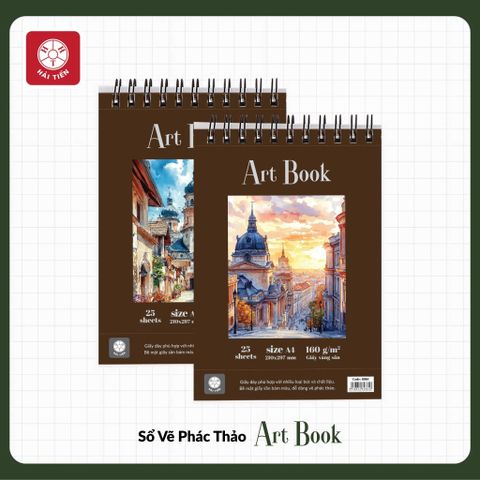 Sổ Vẽ A4 Hải Tiến 25 Tờ ART BOOK 8816 Vàng Sần - Kích thước 210x297mm, Định lượng 160gsm-Phù hợp cho nhiều loại bút và chất liệu vẽ (cả màu nước)