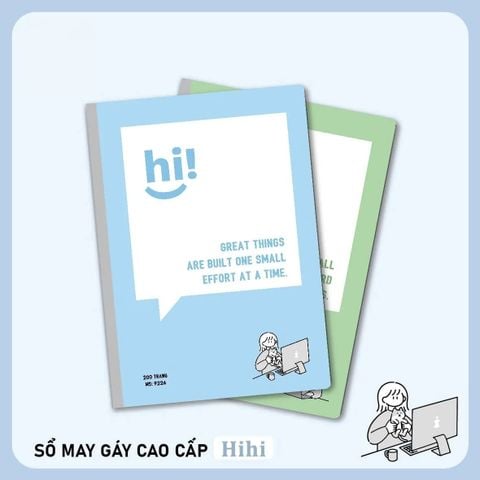 Sổ may gáy bìa bồi Hải Tiến Hihi 400 trang 9240 - Định lượng 60gsm, giấy vàng chống lóa, KT: 210x297mm (Khổ A4)