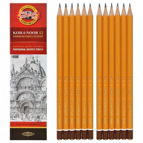 [MUA 12 TẶNG 3 GỌT CHÌ THÁI CC] Bút chì Tiệp KOH-I-NOOR 1500-F (Tương đương HB) - Phù hợp cho học sinh tiểu học, văn phòng