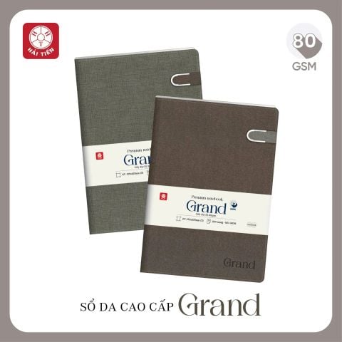 Sổ Bìa Da Cao Cấp Hải Tiến GRAND 6 Khuy Bấm Nam Châm 9943 - Kích Thước: 150x210mm (Khổ A5), Định Lượng: 80gsm, 200 Trang