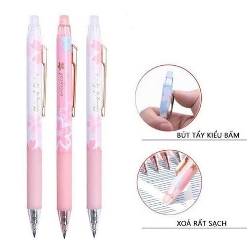 Bút gel xóa được M&G AKPJ2673B2 (2602) Hoa Anh Đào - Mực Xanh (Bút bấm)